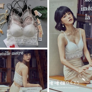 蕾丝吊带文胸一体内衣无钢圈薄性感美背心女夏内搭裹胸M1010 丽维