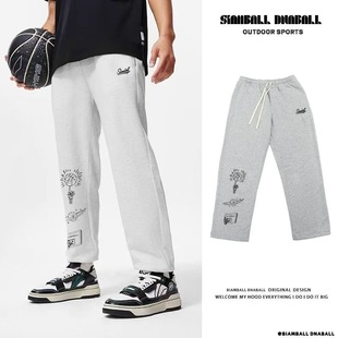 男春夏宽松针织直筒裤 SLAMBALL美式 潮牌篮球跑步健身运动训练长裤