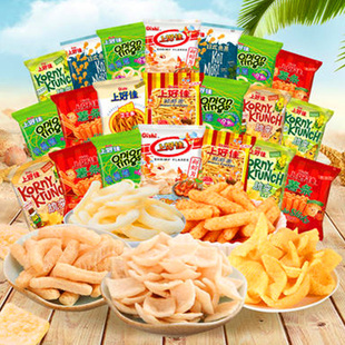 上好佳薯片鲜虾片薯条栗米条5g40包洋葱圈汉堡球芝士条多款 实惠装