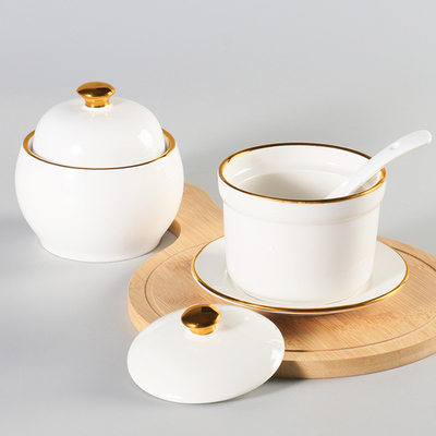 金边隔水炖盅陶瓷汤盅带盖蒸蛋碗