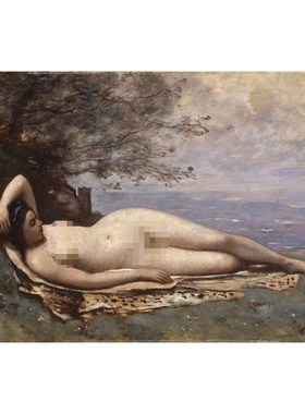 海边的酒神柯罗人物油画卧室民宿酒店挂画玄关微喷