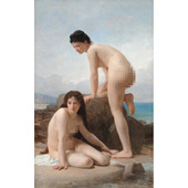 饰画芯挂画 人体浴女油画装 威廉·阿道夫·布格罗 沐浴者古典欧式