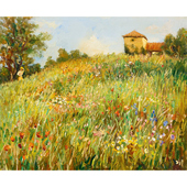 DES 国外油画名家列维坦装 饰画画芯客厅背景CUEILLETTE FLEURS