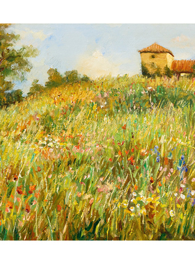 国外油画名家列维坦装饰画画芯客厅背景CUEILLETTE DES FLEURS