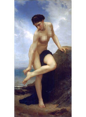 布格罗 沐浴后人物油画美术室民宿酒店浴室挂画微喷画芯人体艺术