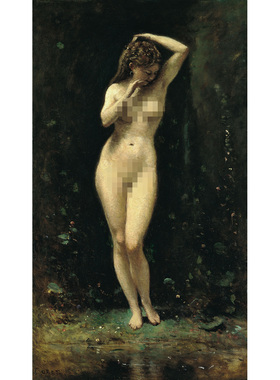 柯罗 黛安娜沐浴（喷泉）人物油画世界名画卧室民宿酒店挂画