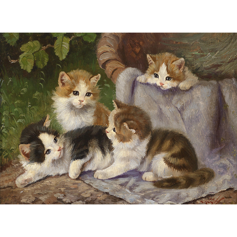 Kittens 动物猫油画 装饰画 居家室内装饰 酒店会所走廊挂画图片