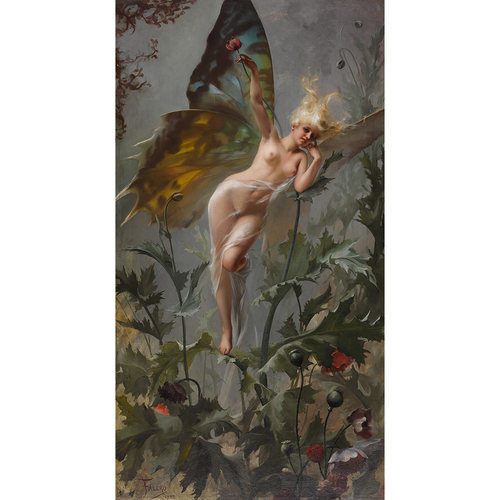 仙女百合古典人物油画