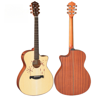 41寸新款 吉它厂家直销雕刻图案缺角民谣木吉他成人学生演奏精选