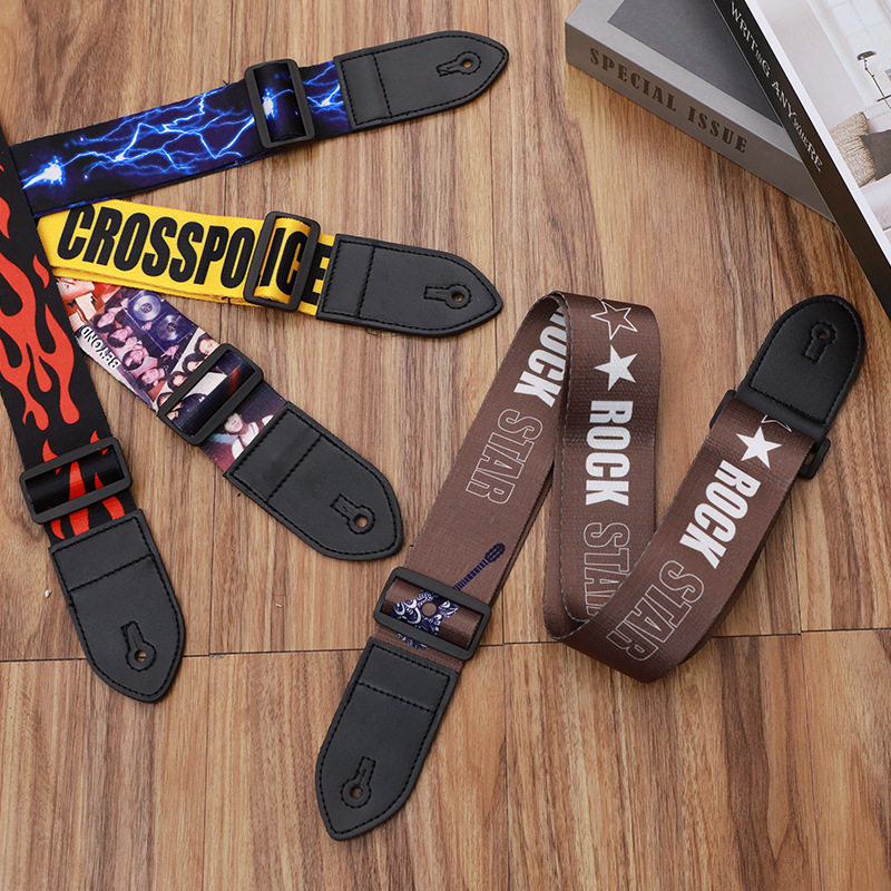热转印彩色民谣吉他背带 彩印吉他带 电吉他加厚肩带