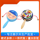 奥尔夫乐器拨浪鼓木质手摇鼓幼儿园儿童学生兴趣乐器可爱彩绘