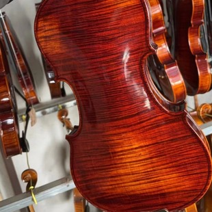 经典 咖啡色手工小提琴独板虎纹演奏级专业演奏成人小提琴学生复古