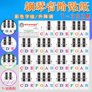 钢琴贴纸黑键白88键音阶贴纸通用字母彩色61键49键零基础入门练习