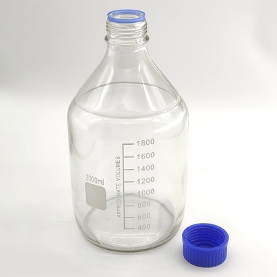 2L蓝盖试剂瓶GL60广口丝口玻璃瓶5000ml螺口刻度大瓶子油样取样瓶