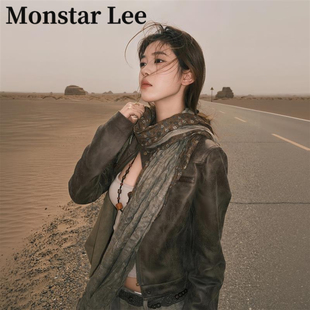 大西北沙漠废土风旅游文艺丝巾披肩纱巾 民族风复古棉麻围巾女薄款