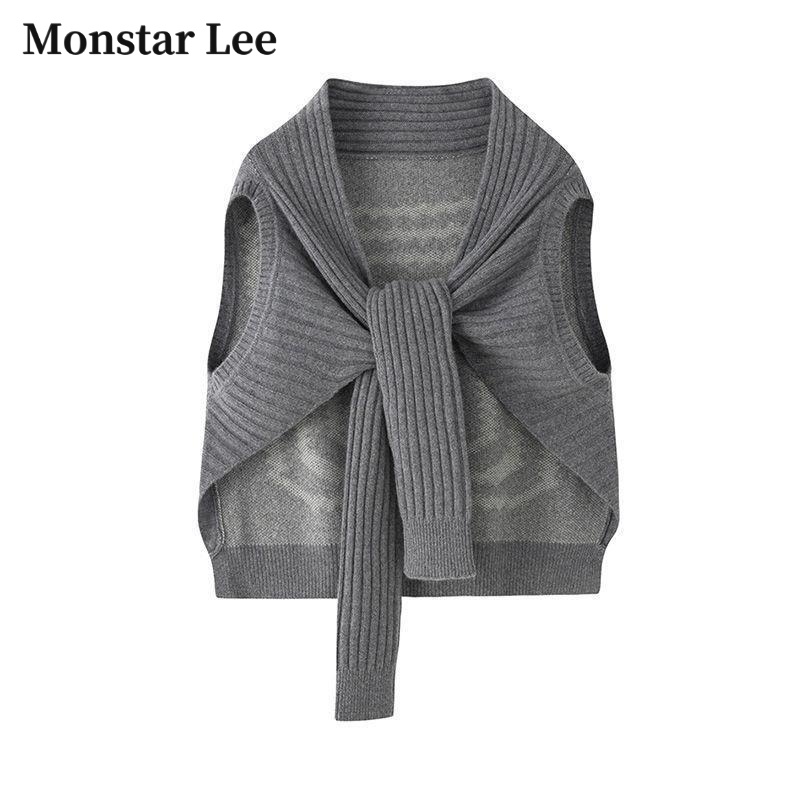 Monstar Lee提花羊毛针织披肩斗篷秋冬搭配衬衫加厚开衫围巾女