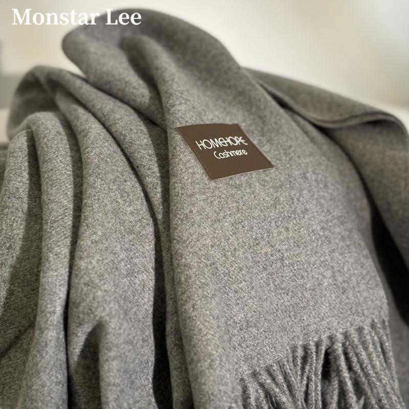 Monstar Lee经典纯色围巾女冬季男情侣长款多功能加厚披肩