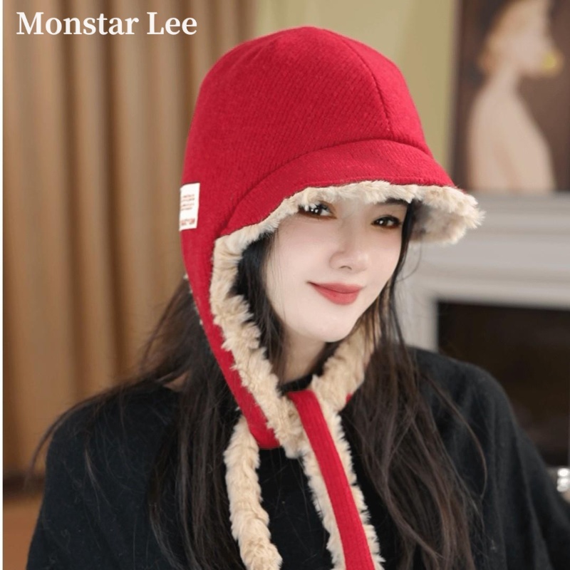 Monstar Lee新款毛绒护耳帽女秋冬季显脸小加厚保暖防寒雷锋帽子