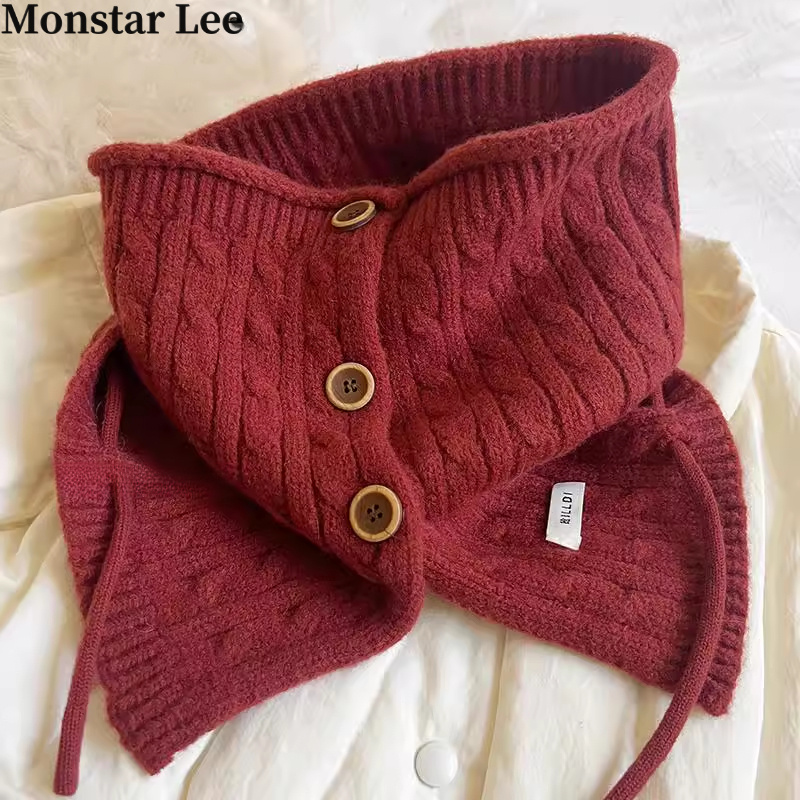 Monstar Lee软糯款外搭保暖脖套韩版高领围脖护颈针织仿羊绒秋冬