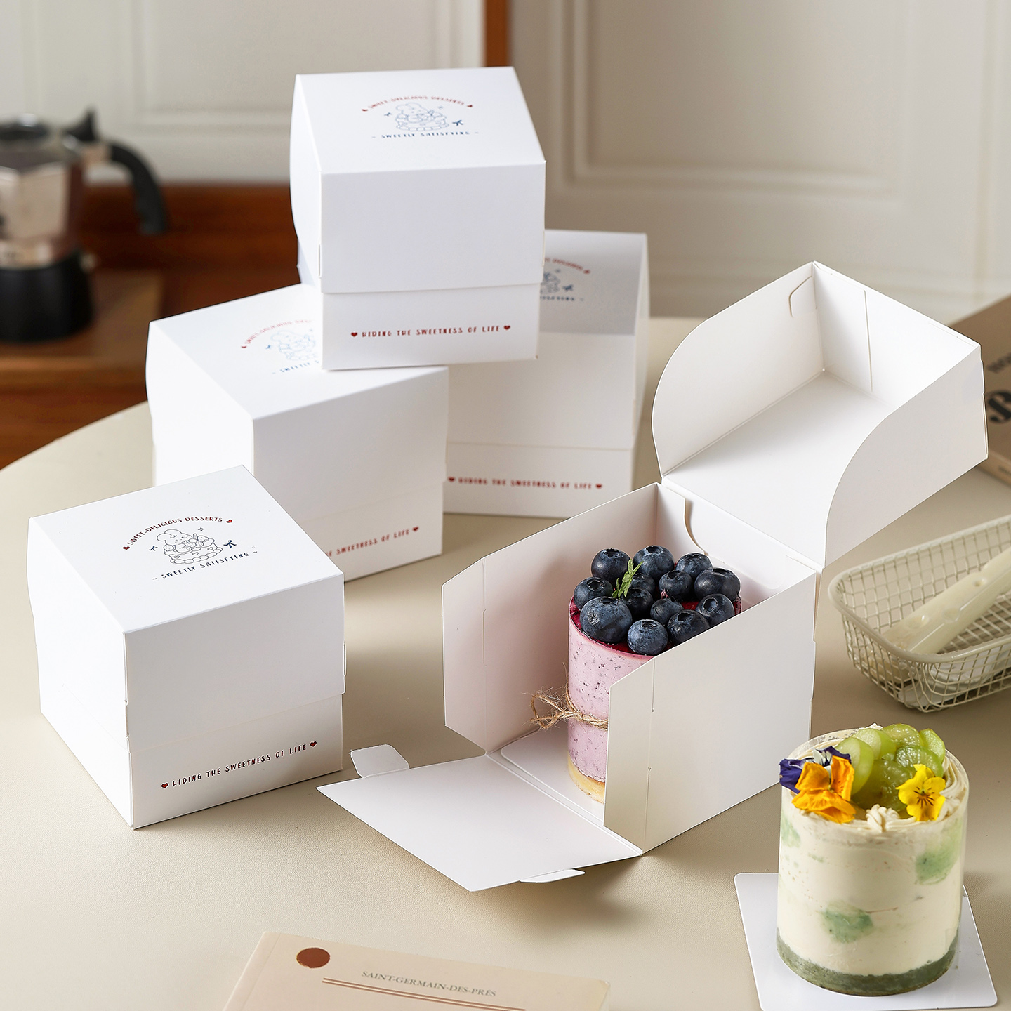 蛋糕包装盒迷你2寸3寸甜品慕斯千层法式切块分装盒方形烘焙打包盒