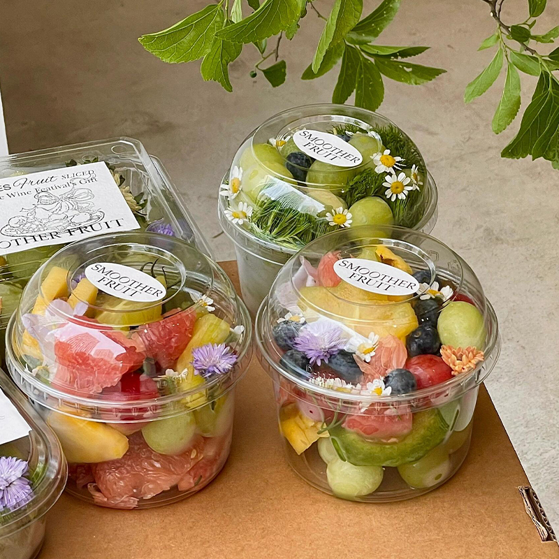 水果包装果切盒网红现切沙拉杯碗野餐春游透明一次性透明打包盒子