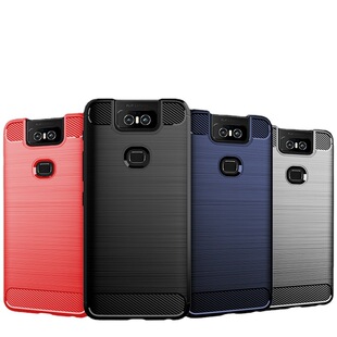 适用ZenFone6手机壳炭纤维拉丝全包硅胶华硕6保护套ZS630KL防摔壳防指纹散热软壳简约商务男女潮牌