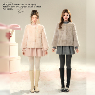 BBBLUE/獭兔千金/进口雷克斯獭兔毛千金风少女感减龄短皮草外套女