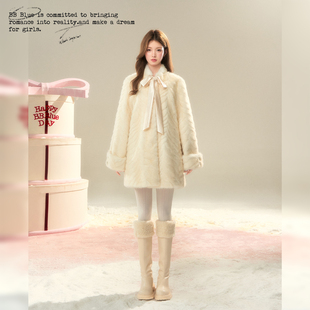 BBBLUE/芬兰雪貂/韩系高级感皮毛一体25年新款环保仿貂皮草外套女