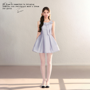 BBBLUE/世家小姐/法式高级感无袖连衣裙女miu系千金A字裙生日礼服