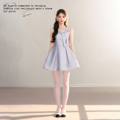 BBBLUE/世家小姐/法式高级感无袖连衣裙女miu系千金A字裙生日礼服