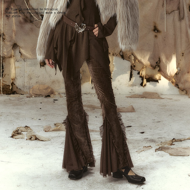 BB BLUE 原创设计 美拉德棕咖色阔腿喇叭裤女秋冬季马蹄休闲裤子,女装/女士精品,休闲裤,淘宝优惠券,粉丝福利购,淘宝优惠卷