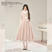 BLUE 沁粉佳人 巨好看 富家白月光大摆收腰氛围感长款 呢大衣