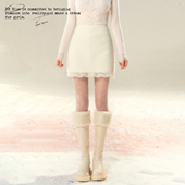 BBBLUE 气质独特好看流行百搭毛呢短裙 新款 法蕾花边毛呢短裙 冬季