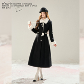 外套女 赫本千金风毛呢大衣高级氛围感收腰长款 BLUE 北欧冬日