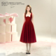 红丝绒大摆蝴蝶结高级感收腰显瘦长款 BBBLUE 玫瑰佳人 礼服公主裙
