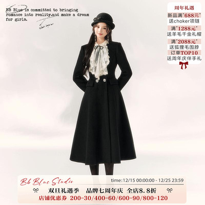 秋冬千金高端羊毛呢盆帽蕾丝英伦