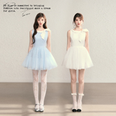 BLUE 辛德瑞拉蝴蝶结多巴胺网纱芭蕾公主小礼裙高腰显瘦蓬蓬裙