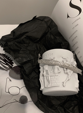 BB BLUE小众自制银色金属暗黑小众choker项链时髦百搭精致链长32c