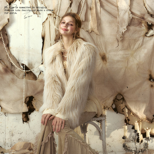 BB BLUE原创设计 甜酷飒风辣妹环保皮草长毛毛茸茸短款外套女冬季