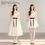 BBBLUE/心动波点/法式复古波点收腰设计感高级优雅A字礼服连衣裙