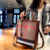 时尚 休闲大容量真皮女包潮2025新款 斜跨百搭牛皮大包包格子手提包