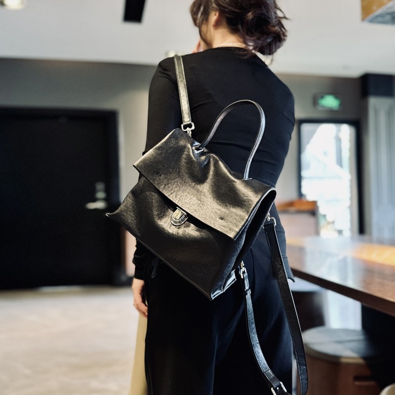 欧美时尚真皮双肩包2025新款两用包牛皮背包托特包手提单肩斜挎包