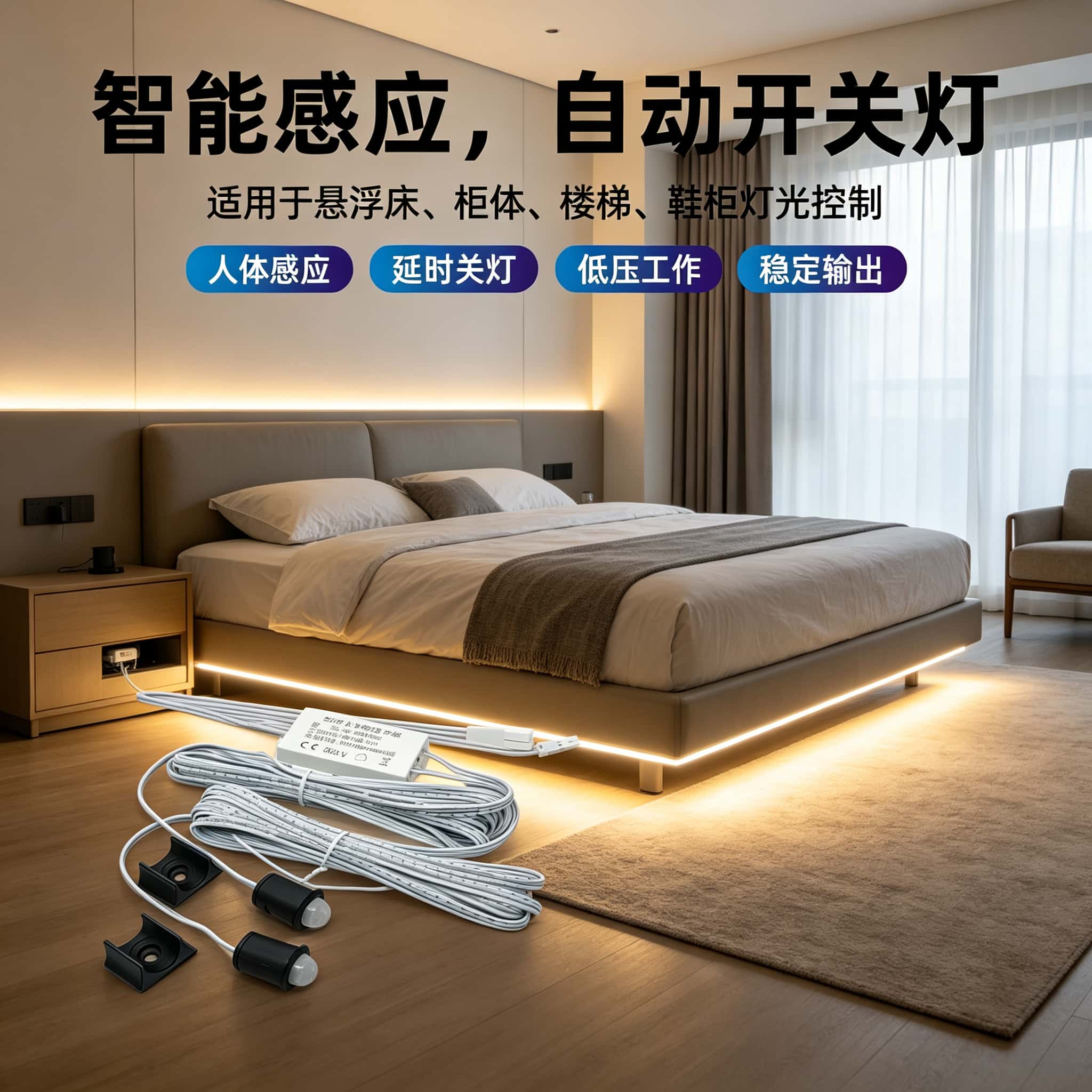 12V24v双控人体感应开关L人体感应开关