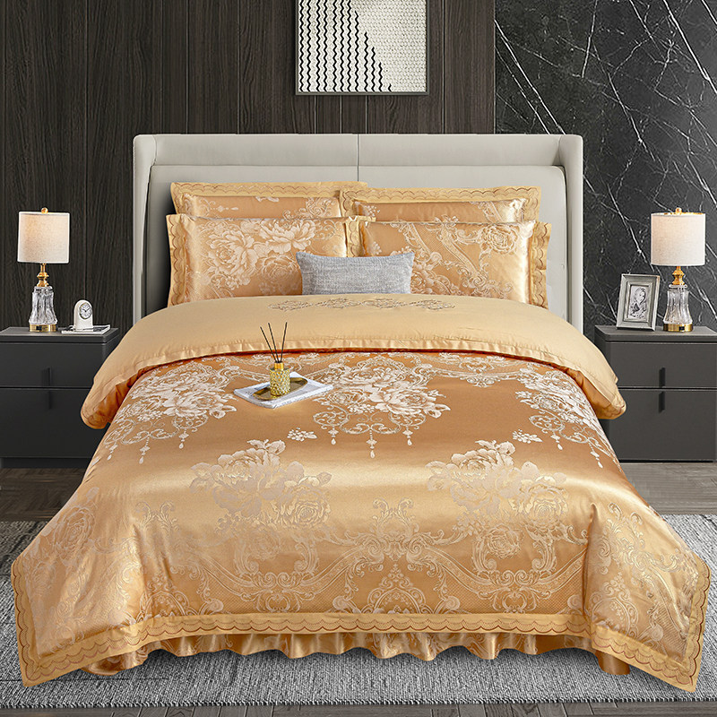 别墅宫廷轻奢100S支欧式高端床罩全棉夹棉床盖贡缎提花床裙四件套,床上用品,床品套件/四件套/多件套,淘宝优惠券,粉丝福利购,淘宝优惠卷