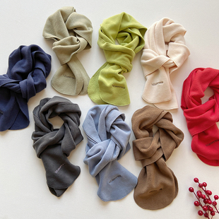 渺儿妈童品 A类糖果色儿童奥利绒围巾男女童冬季保暖厚实百搭围巾