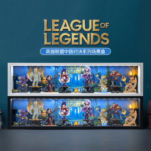 适用泡泡玛特LOL英雄联盟中路对决系列手办盲盒收纳场景展示盒