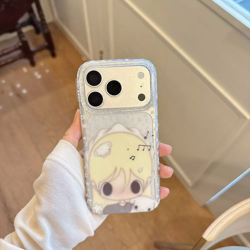 韩系卡通透明金发少女苹果手机壳
