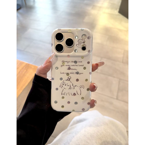 韩系小狗波点iPhone全包防摔软壳