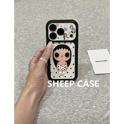 韩系黑边波点可爱小玉全包防摔壳