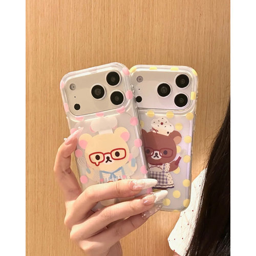 苹果iPhone韩系波点轻松熊手机壳